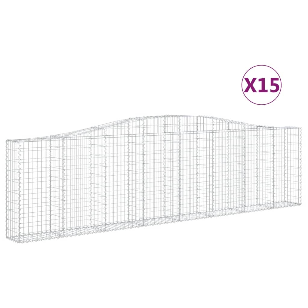 vidaXL Kosze gabionowe, 15 szt, 400x30x100/120cm, galwanizowane żelazo