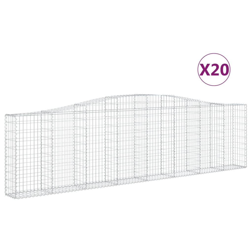 vidaXL Kosze gabionowe, 20 szt, 400x30x100/120cm, galwanizowane żelazo
