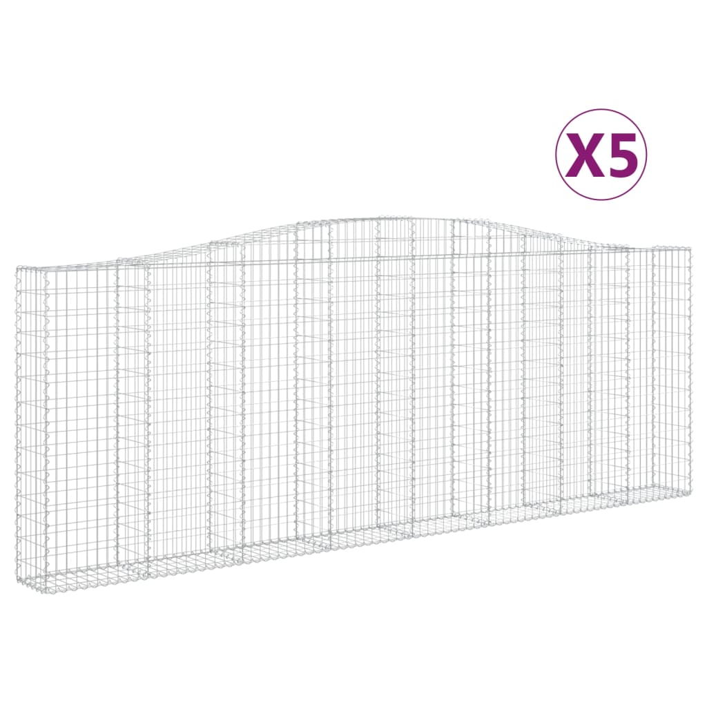 vidaXL Kosze gabionowe, 5 szt, 400x30x140/160 cm, galwanizowane żelazo