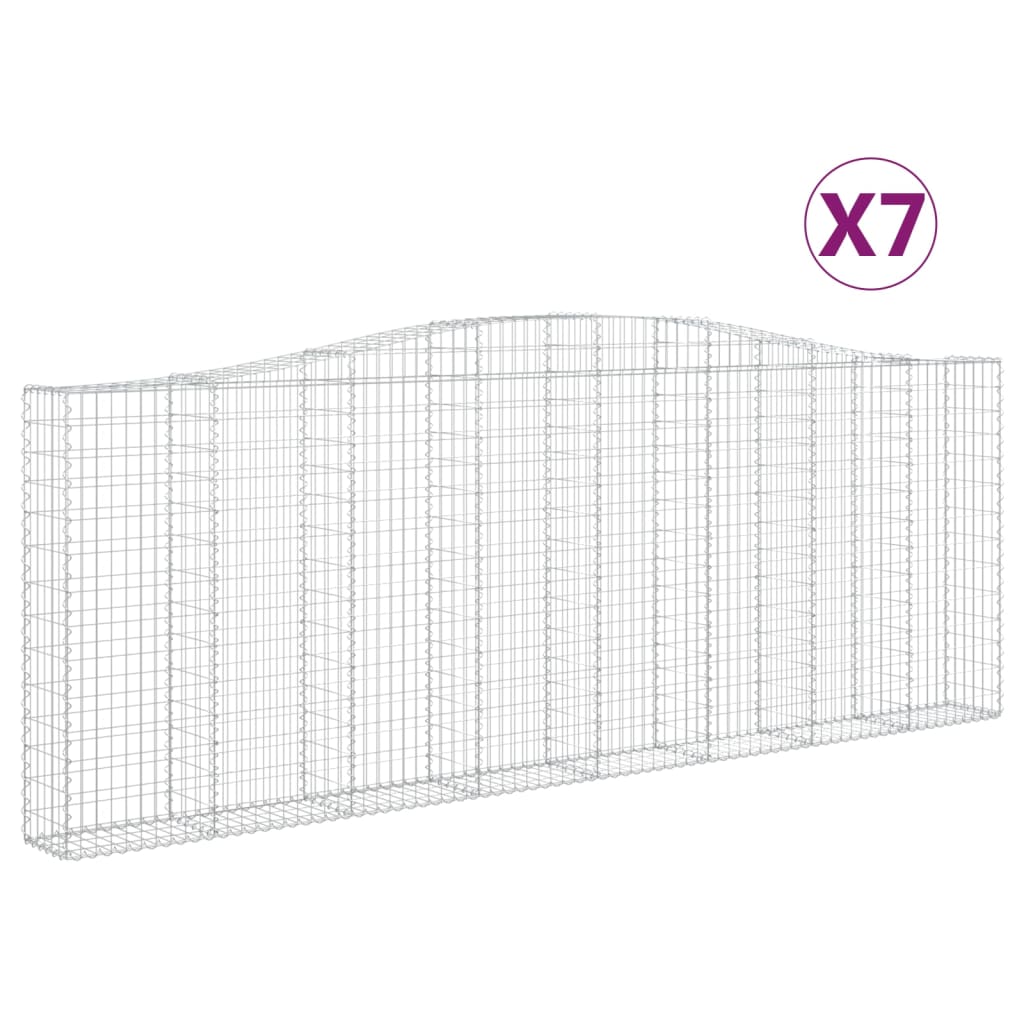 vidaXL Kosze gabionowe, 7 szt, 400x30x140/160 cm, galwanizowane żelazo