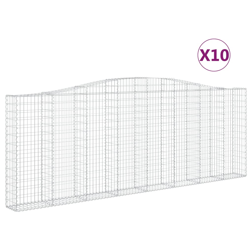 vidaXL Kosze gabionowe, 10 szt, 400x30x140/160cm, galwanizowane żelazo