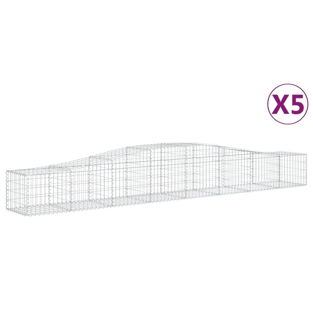 vidaXL Kosze gabionowe, 5 szt, 400x50x40/60 cm, galwanizowane żelazo
