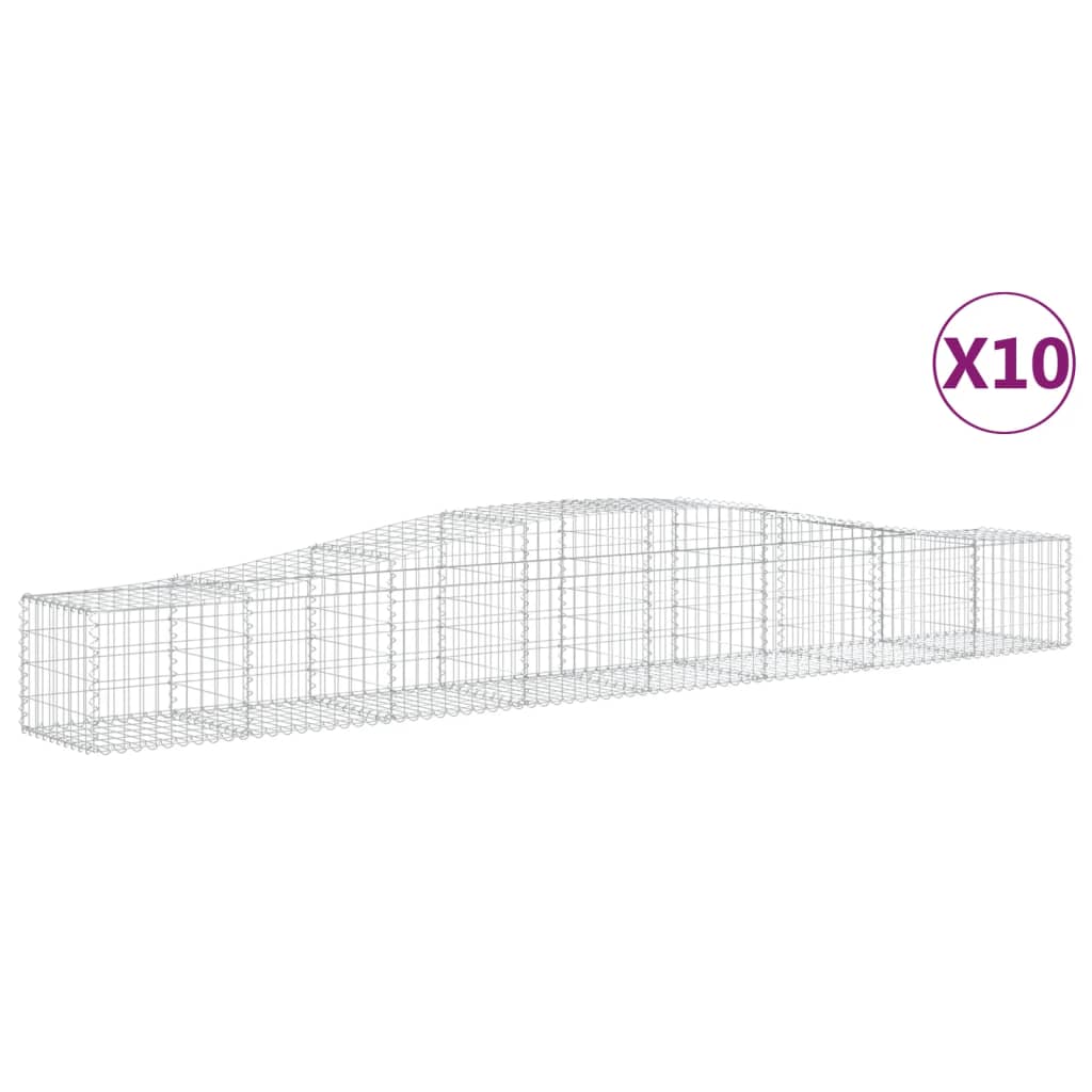 vidaXL Kosze gabionowe, 10 szt, 400x50x40/60 cm, galwanizowane żelazo