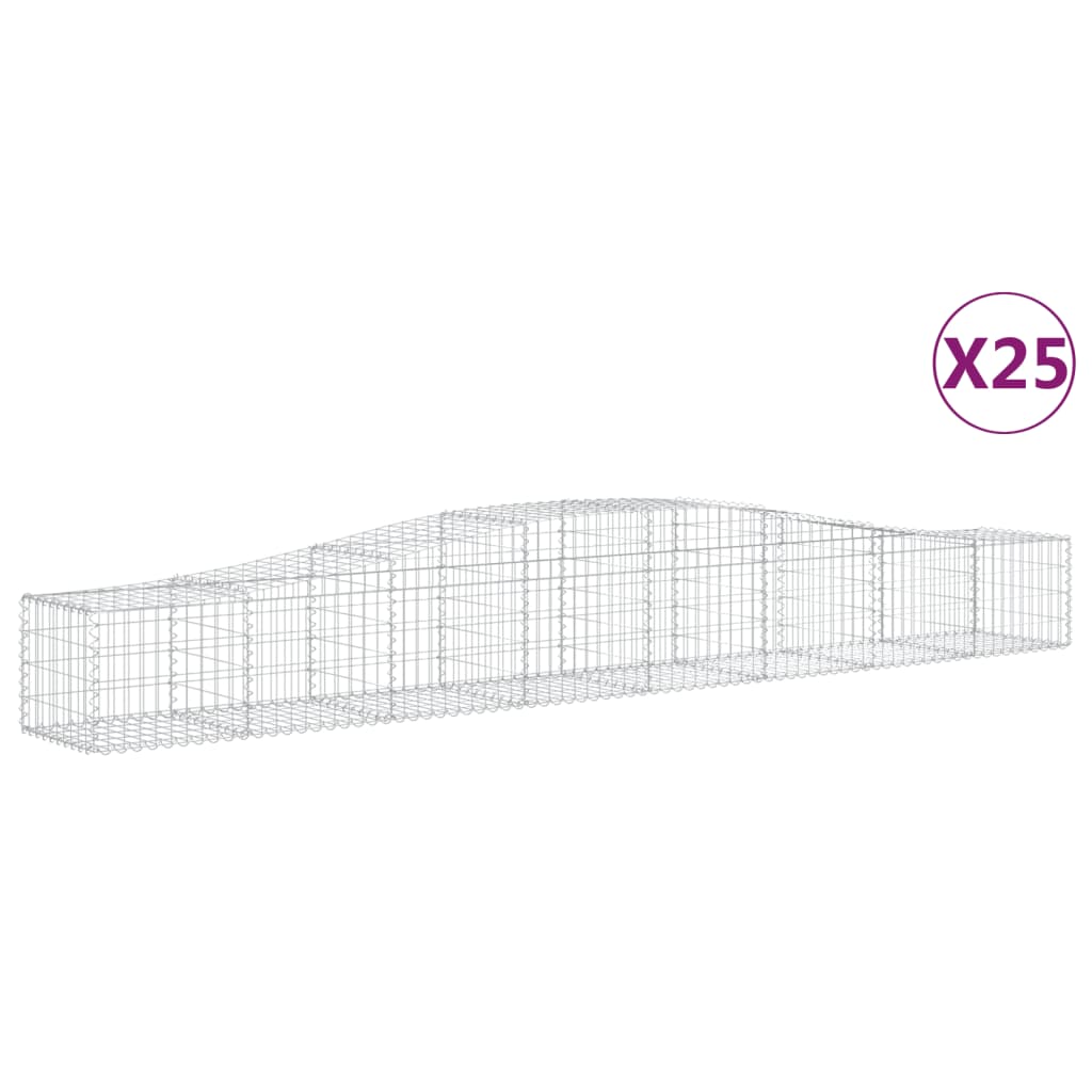 vidaXL Kosze gabionowe, 25 szt, 400x50x40/60 cm, galwanizowane żelazo