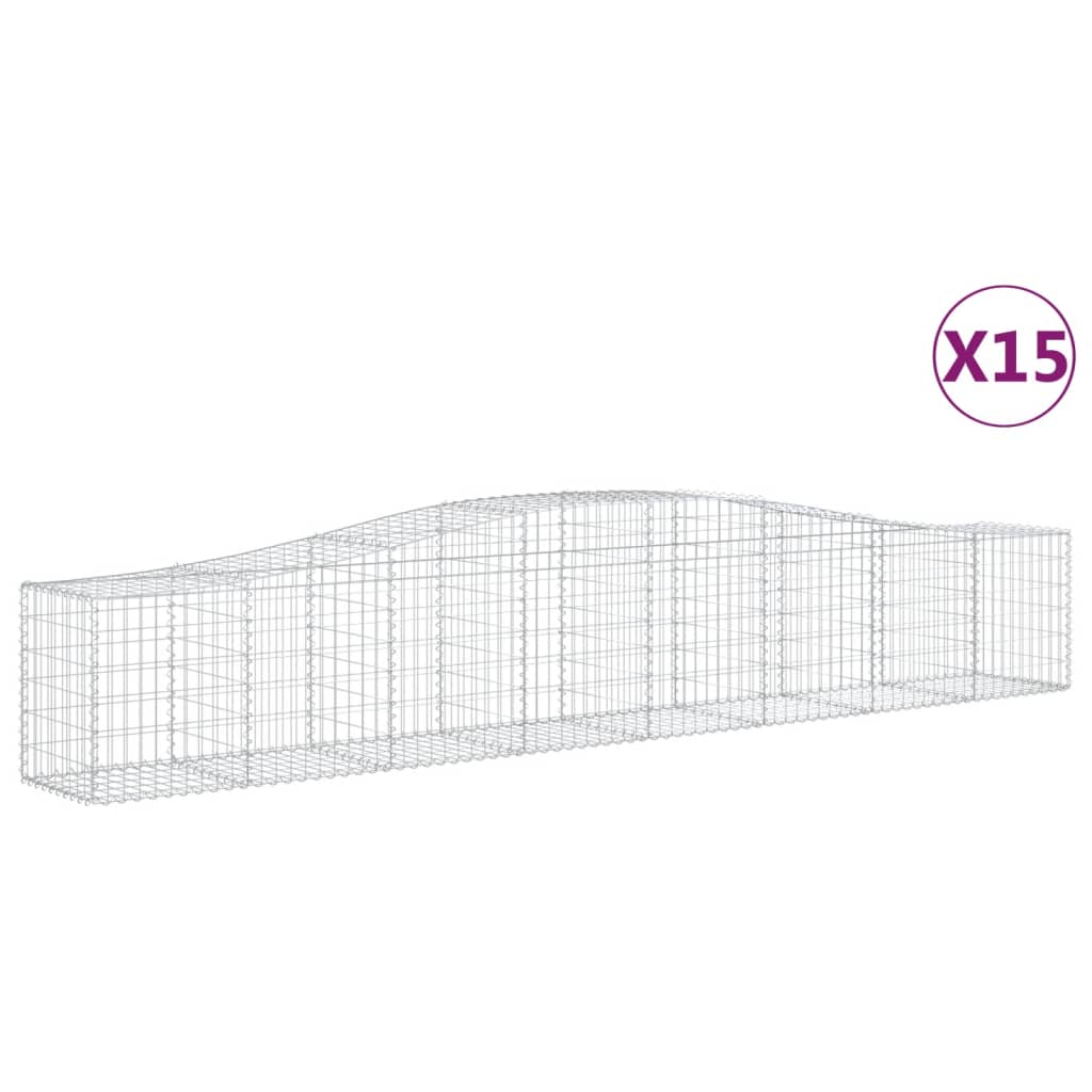 vidaXL Kosze gabionowe, 15 szt, 400x50x60/80 cm, galwanizowane żelazo