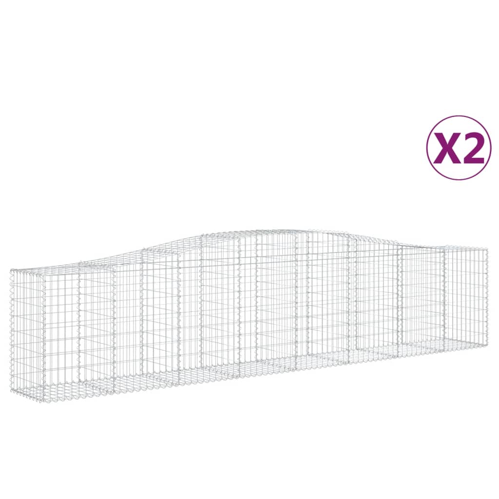 vidaXL Kosze gabionowe, 2 szt, 400x50x80/100 cm, galwanizowane żelazo