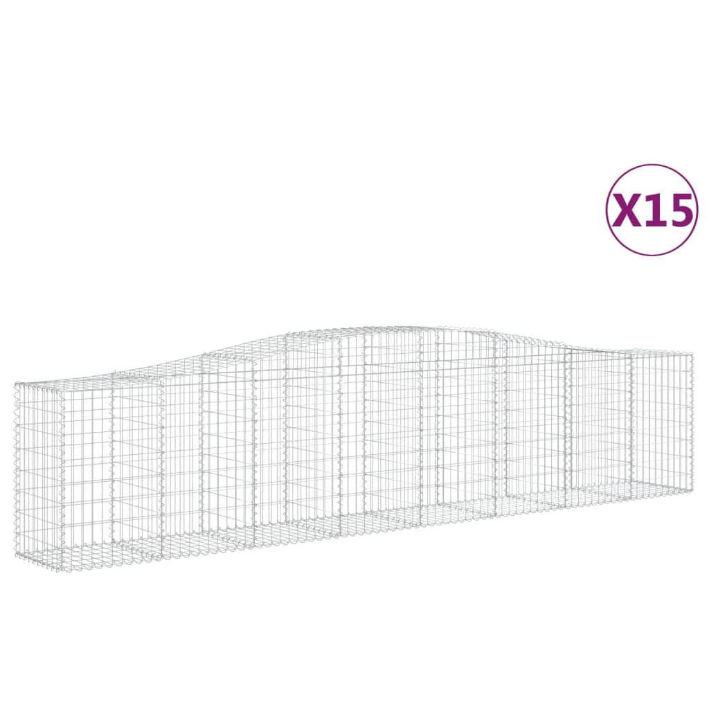 vidaXL Kosze gabionowe, 15 szt, 400x50x80/100 cm, galwanizowane żelazo