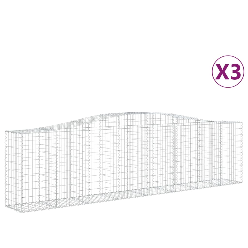 vidaXL Kosze gabionowe, 3 szt, 400x50x100/120 cm, galwanizowane żelazo