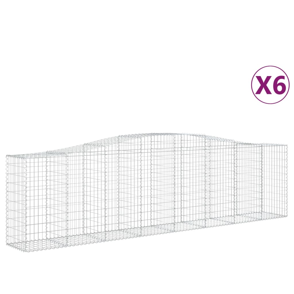 vidaXL Kosze gabionowe, 6 szt, 400x50x100/120 cm, galwanizowane żelazo