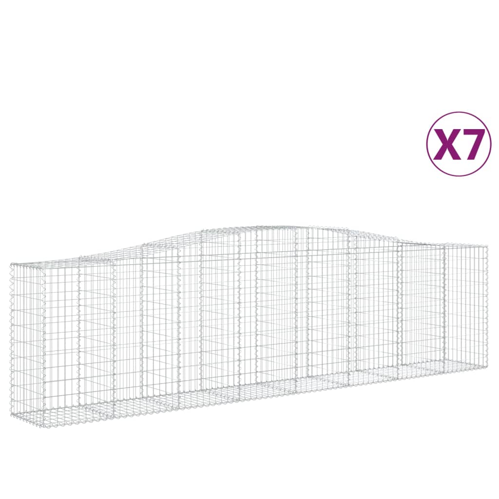 vidaXL Kosze gabionowe, 7 szt, 400x50x100/120 cm, galwanizowane żelazo