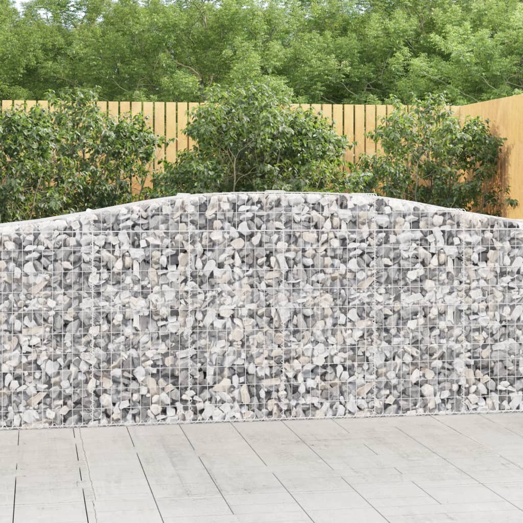 vidaXL Kosze gabionowe, 7 szt, 400x50x100/120 cm, galwanizowane żelazo