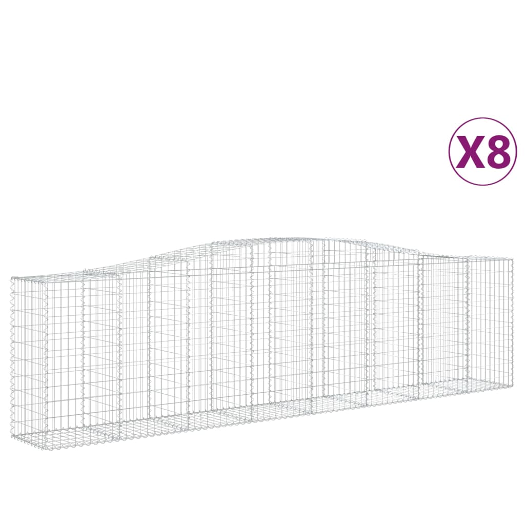 vidaXL Kosze gabionowe, 8 szt, 400x50x100/120 cm, galwanizowane żelazo