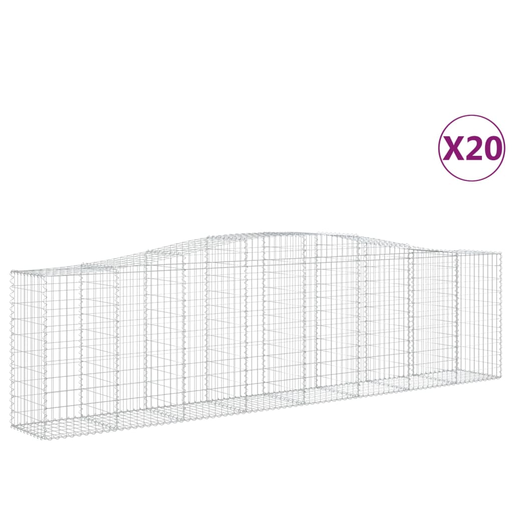 vidaXL Kosze gabionowe, 20 szt, 400x50x100/120cm, galwanizowane żelazo