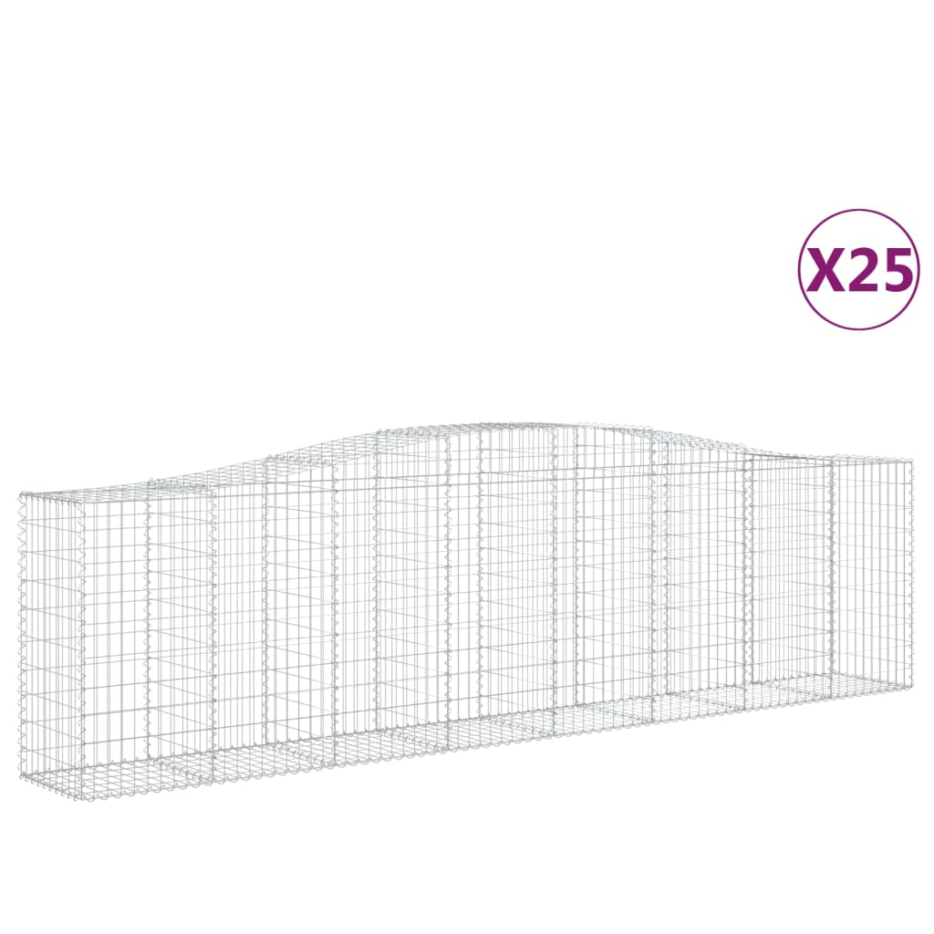 vidaXL Kosze gabionowe, 25 szt, 400x50x100/120 cm galwanizowane żelazo
