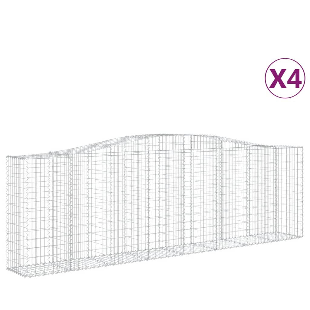 vidaXL Kosze gabionowe, 4 szt, 400x50x120/140 cm, galwanizowane żelazo