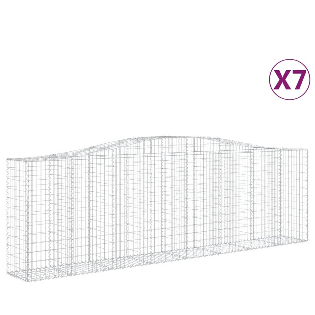 vidaXL Kosze gabionowe, 7 szt, 400x50x120/140 cm, galwanizowane żelazo