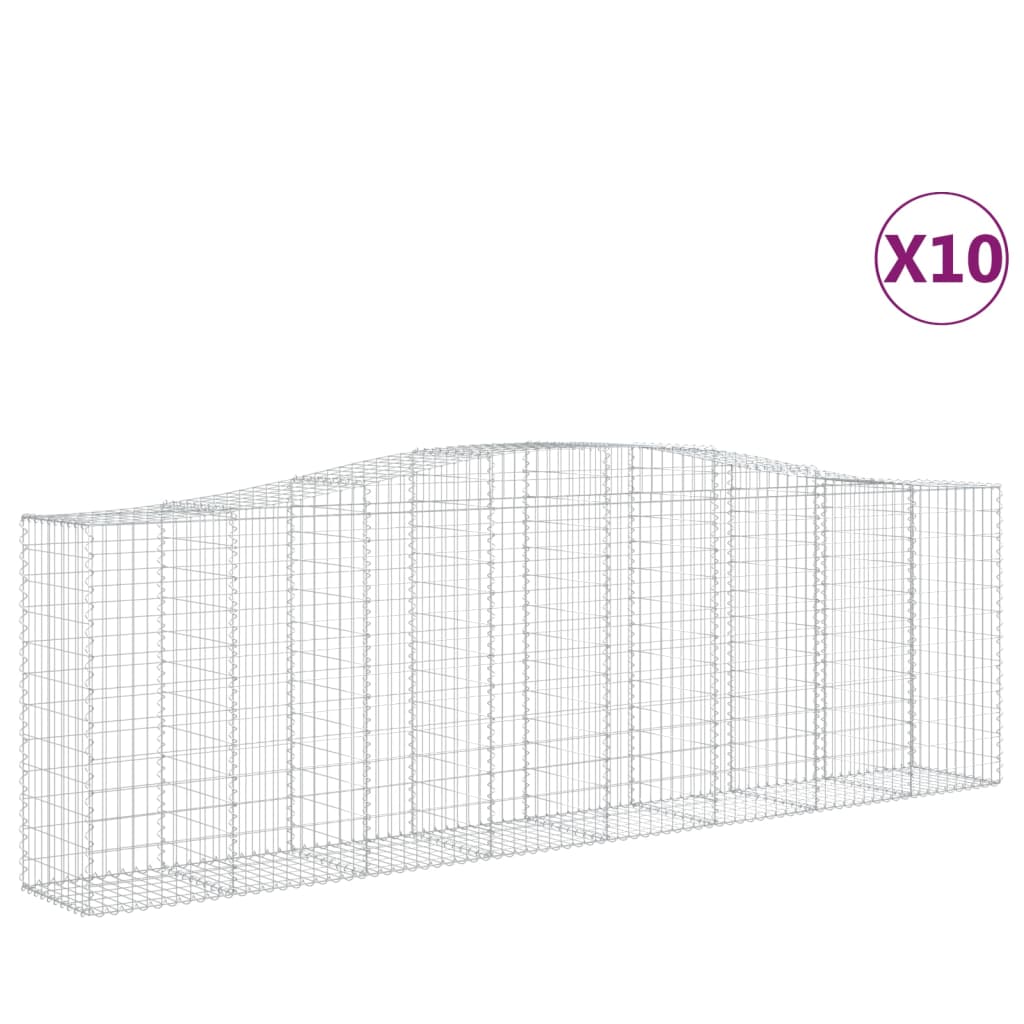 vidaXL Kosze gabionowe, 10 szt, 400x50x120/140cm, galwanizowane żelazo