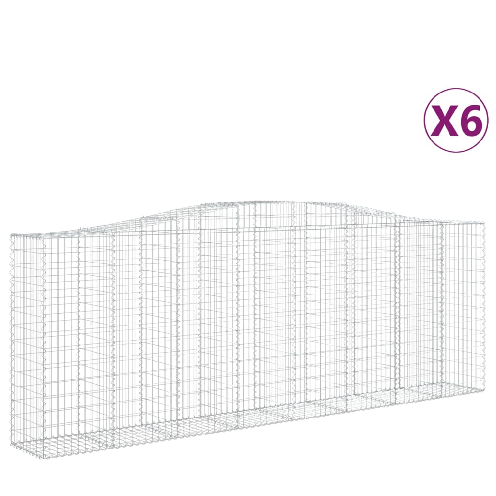 vidaXL Kosze gabionowe, 6 szt, 400x50x140/160 cm, galwanizowane żelazo