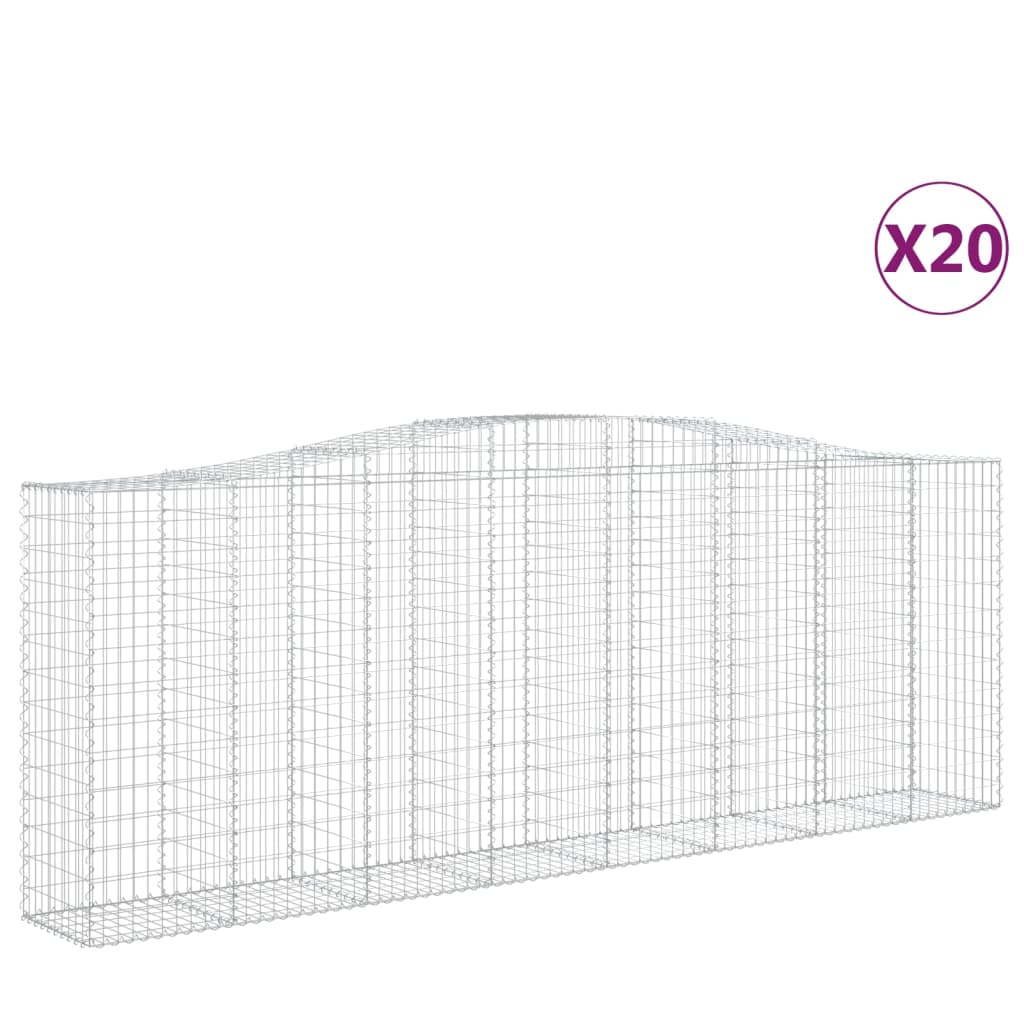 vidaXL Kosze gabionowe, 20 szt, 400x50x140/160cm, galwanizowane żelazo