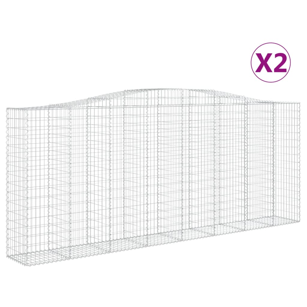 vidaXL Kosze gabionowe, 2 szt, 400x50x160/180 cm, galwanizowane żelazo
