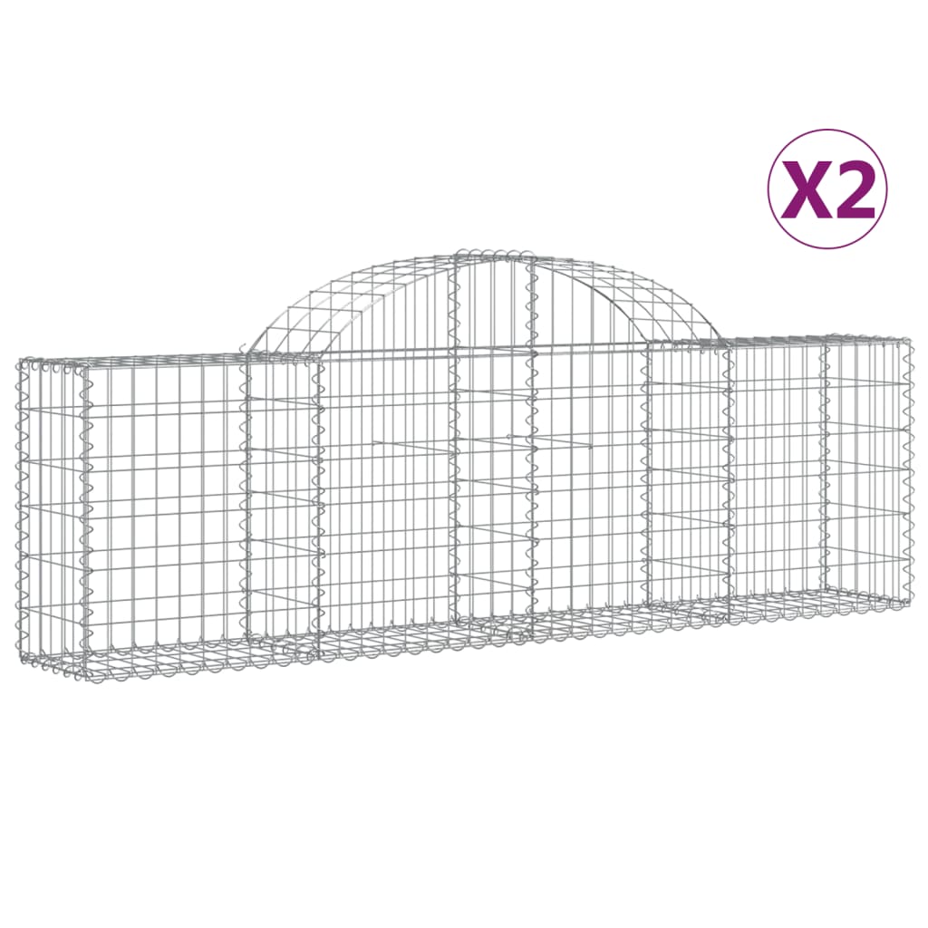 vidaXL Kosze gabionowe, 2 szt, 200x30x60/80 cm, galwanizowane żelazo