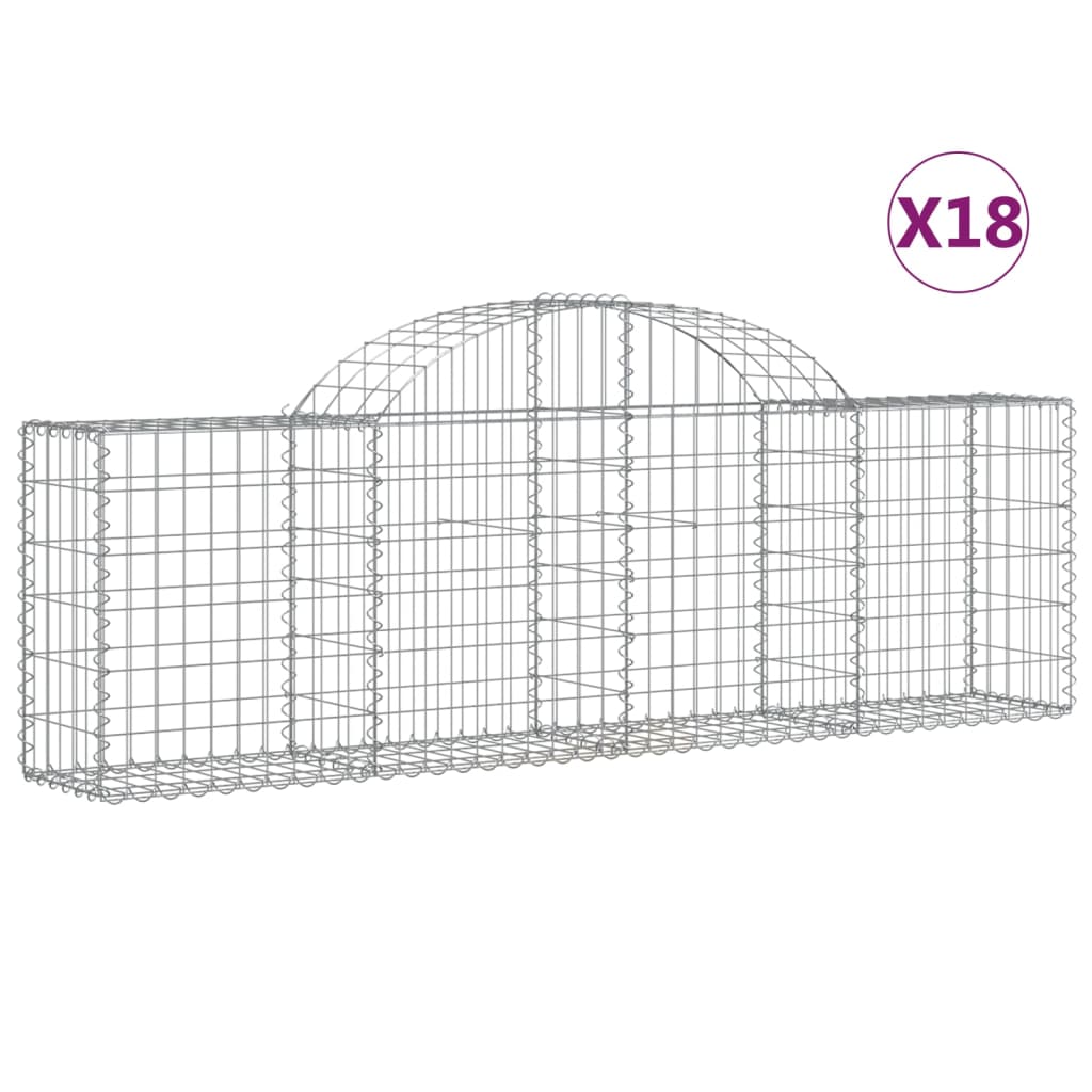 vidaXL Kosze gabionowe, 18 szt, 200x30x60/80 cm, galwanizowane żelazo