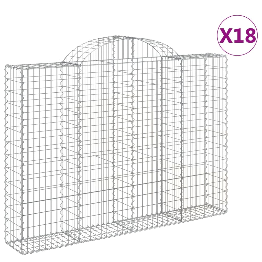 vidaXL Kosze gabionowe, 18 szt, 200x30x140/160cm, galwanizowane żelazo
