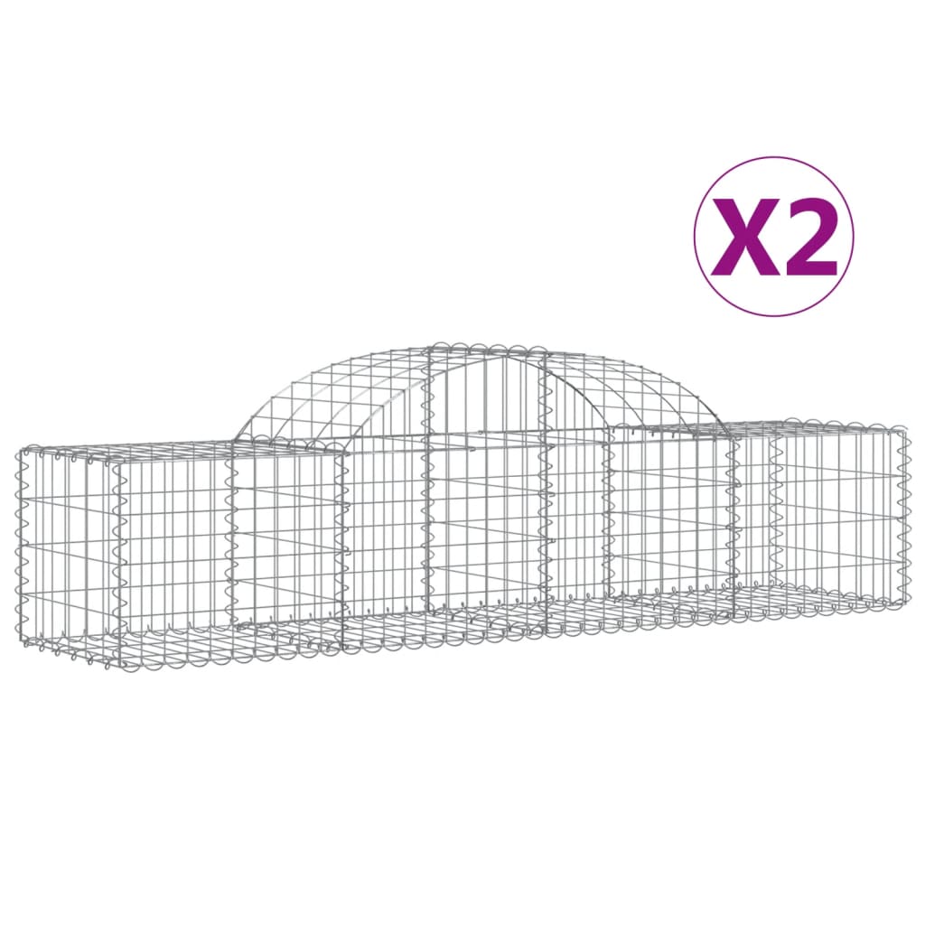 vidaXL Kosze gabionowe, 2 szt, 200x50x40/60 cm, galwanizowane żelazo