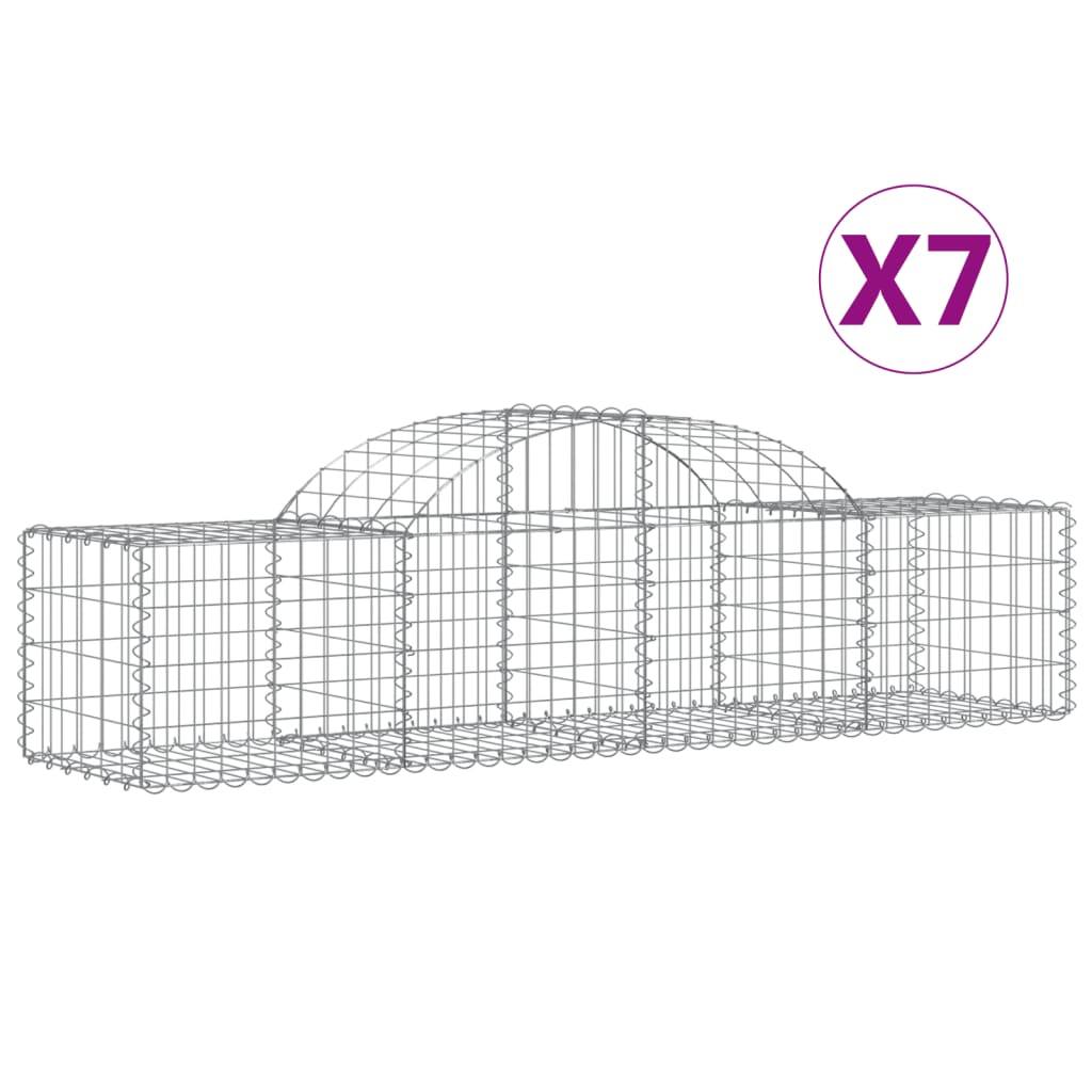 vidaXL Kosze gabionowe, 7 szt, 200x50x40/60 cm, galwanizowane żelazo