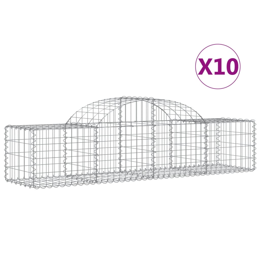 vidaXL Kosze gabionowe, 10 szt, 200x50x40/60 cm, galwanizowane żelazo