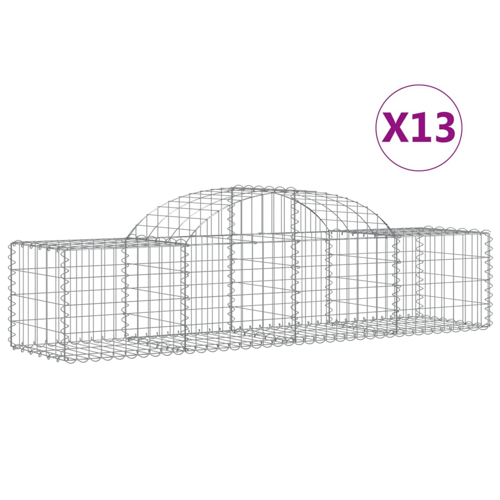 vidaXL Kosze gabionowe, 13 szt, 200x50x40/60 cm, galwanizowane żelazo