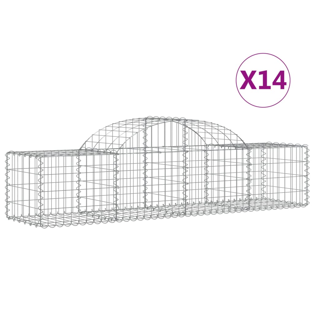 vidaXL Kosze gabionowe, 14 szt, 200x50x40/60 cm, galwanizowane żelazo