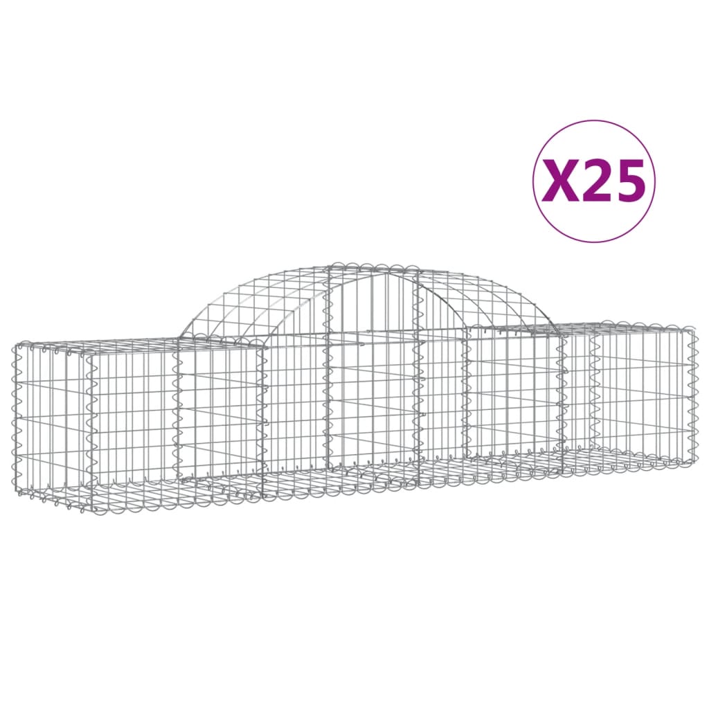 vidaXL Kosze gabionowe, 25 szt, 200x50x40/60 cm, galwanizowane żelazo