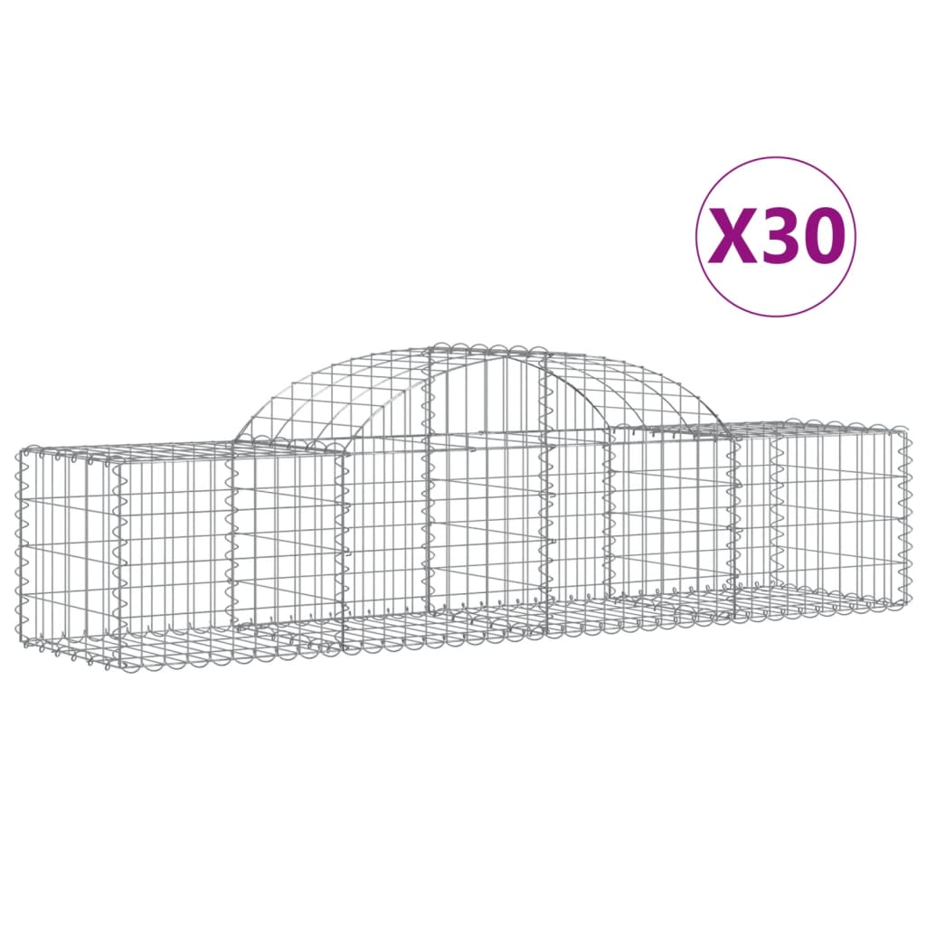 vidaXL Kosze gabionowe, 30 szt, 200x50x40/60 cm, galwanizowane żelazo