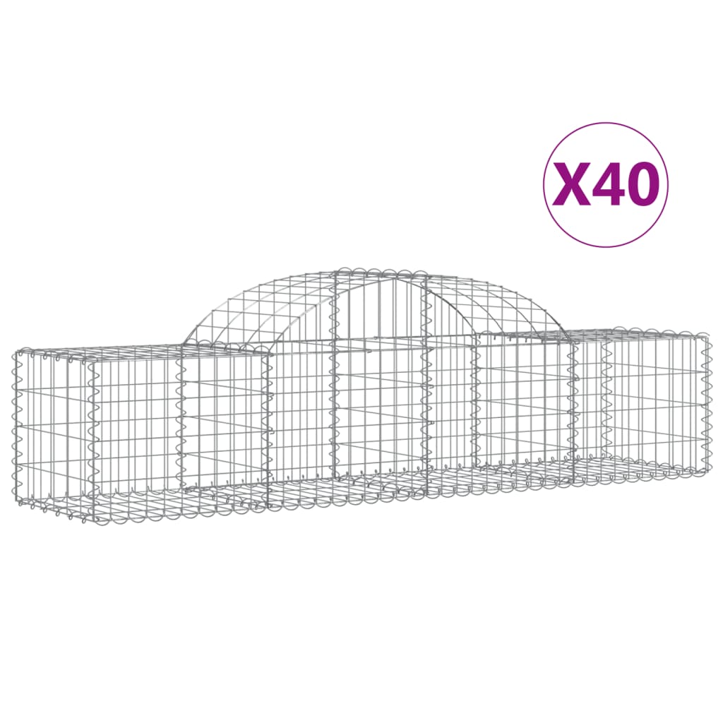 vidaXL Kosze gabionowe, 40 szt, 200x50x40/60 cm, galwanizowane żelazo