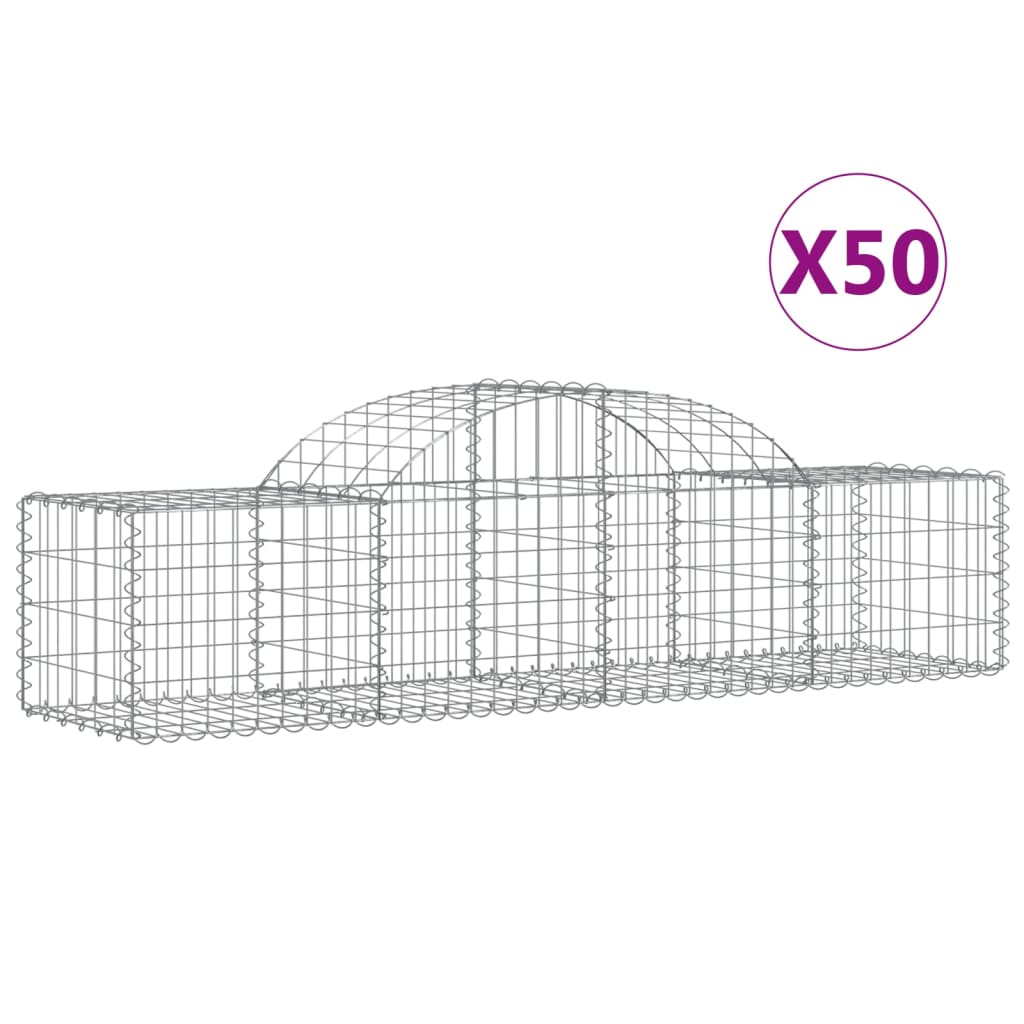 vidaXL Kosze gabionowe, 50 szt, 200x50x40/60 cm, galwanizowane żelazo
