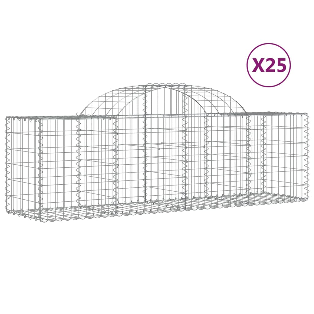 vidaXL Kosze gabionowe, 25 szt, 200x50x60/80 cm, galwanizowane żelazo