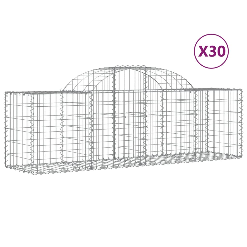vidaXL Kosze gabionowe, 30 szt, 200x50x60/80 cm, galwanizowane żelazo