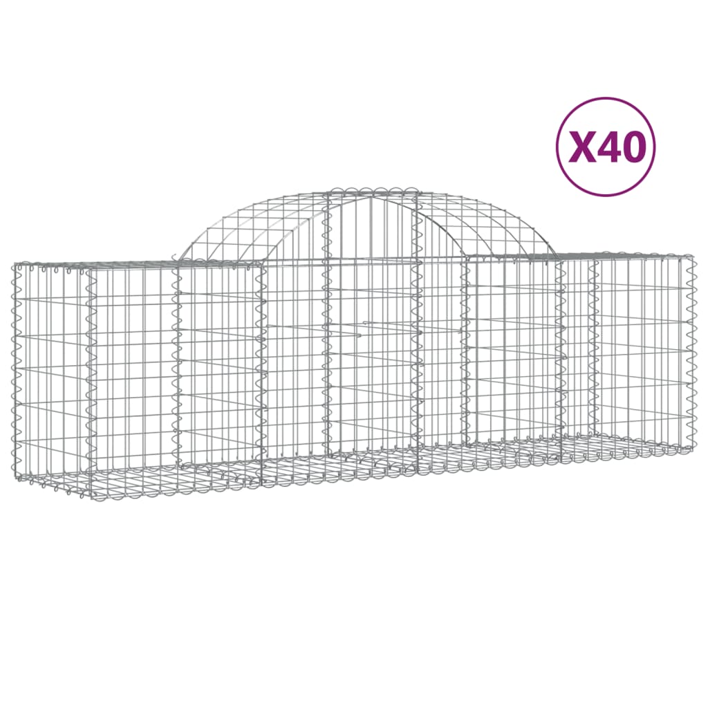 vidaXL Kosze gabionowe, 40 szt, 200x50x60/80 cm, galwanizowane żelazo
