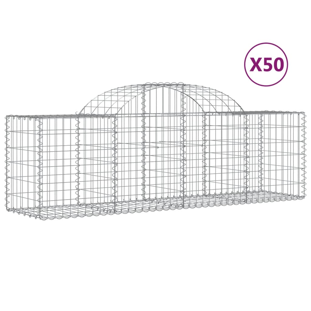 vidaXL Kosze gabionowe, 50 szt, 200x50x60/80 cm, galwanizowane żelazo