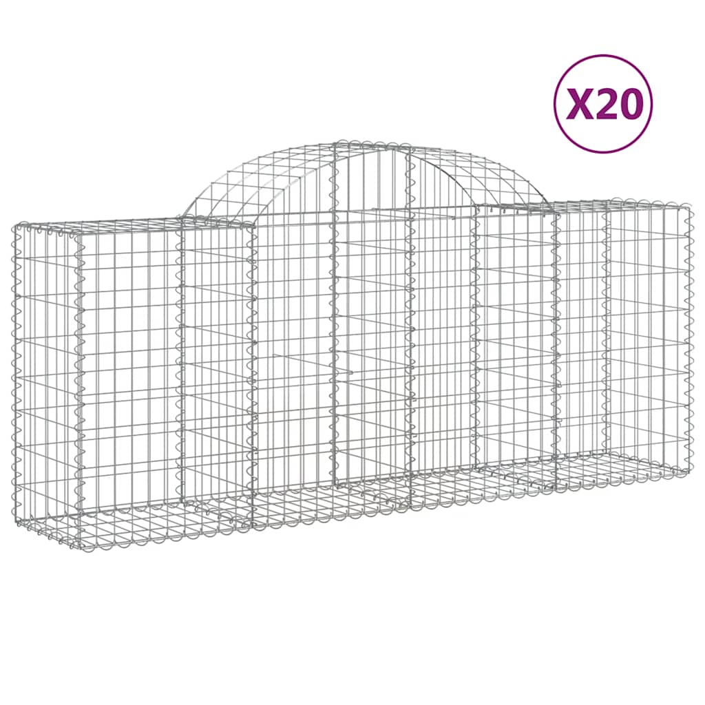 vidaXL Kosze gabionowe, 20 szt, 200x50x80/100 cm, galwanizowane żelazo