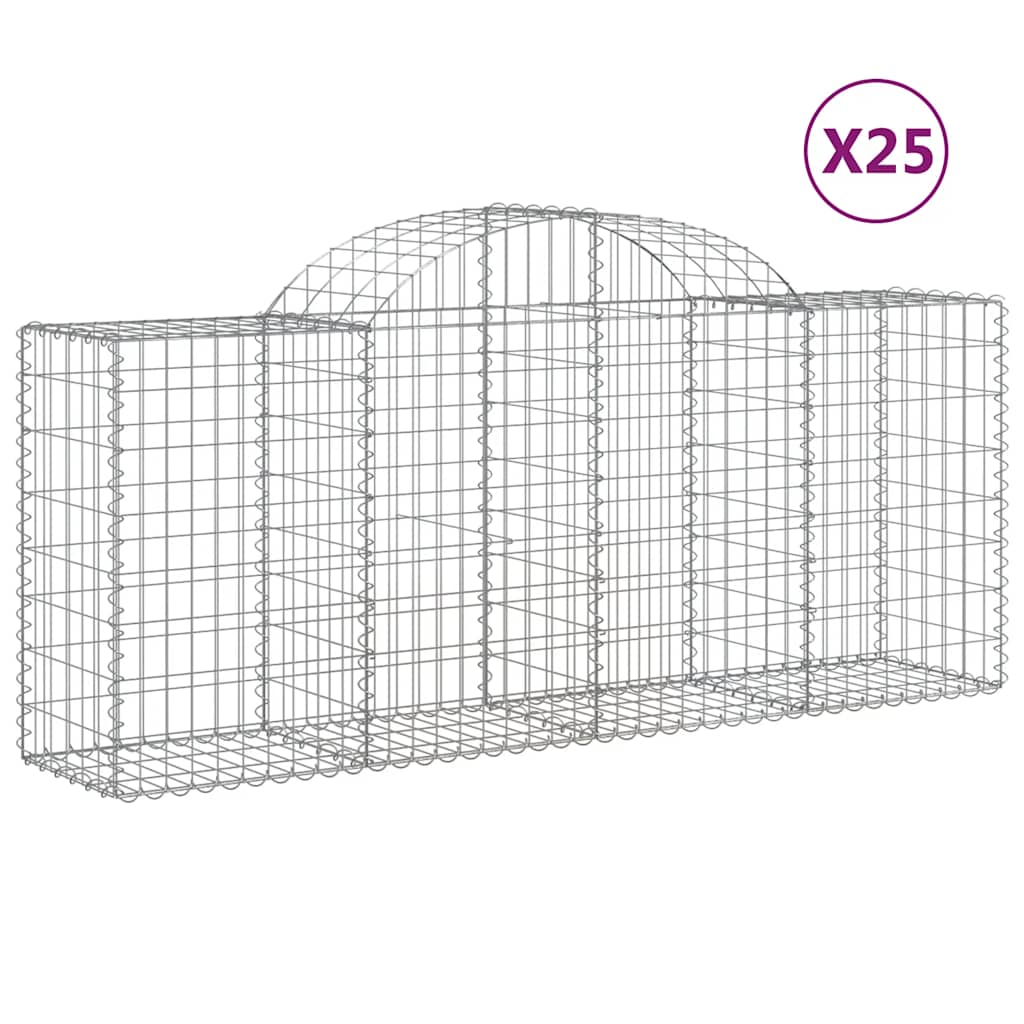 vidaXL Kosze gabionowe, 25 szt, 200x50x80/100 cm, galwanizowane żelazo