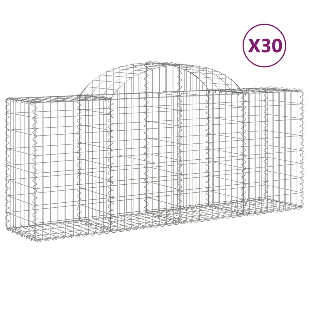 vidaXL Kosze gabionowe, 30 szt, 200x50x80/100 cm, galwanizowane żelazo