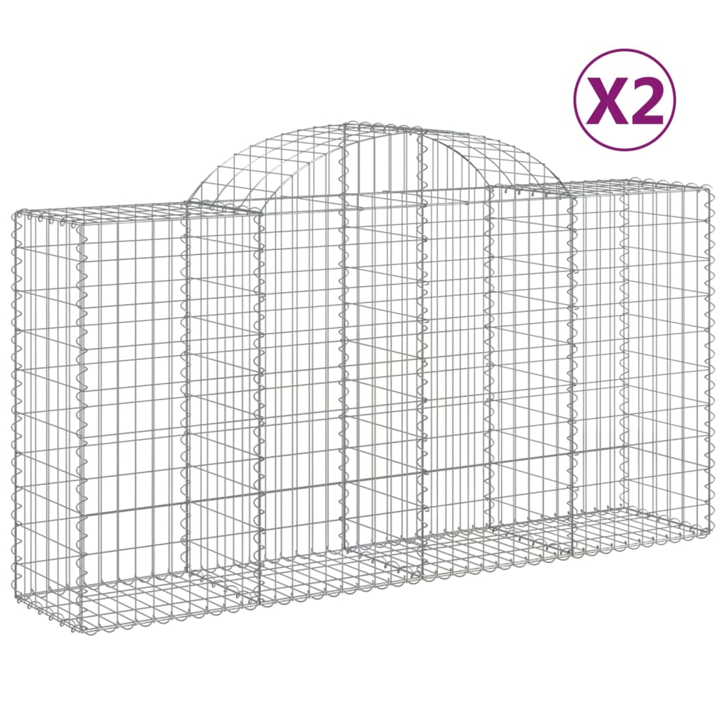 vidaXL Kosze gabionowe, 2 szt, 200x50x100/120 cm, galwanizowane żelazo