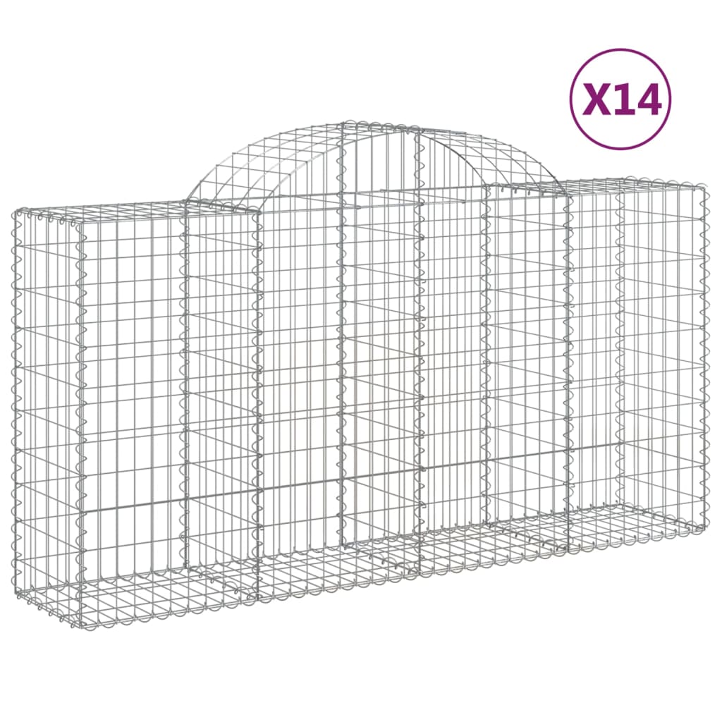 vidaXL Kosze gabionowe, 14 szt, 200x50x100/120cm, galwanizowane żelazo