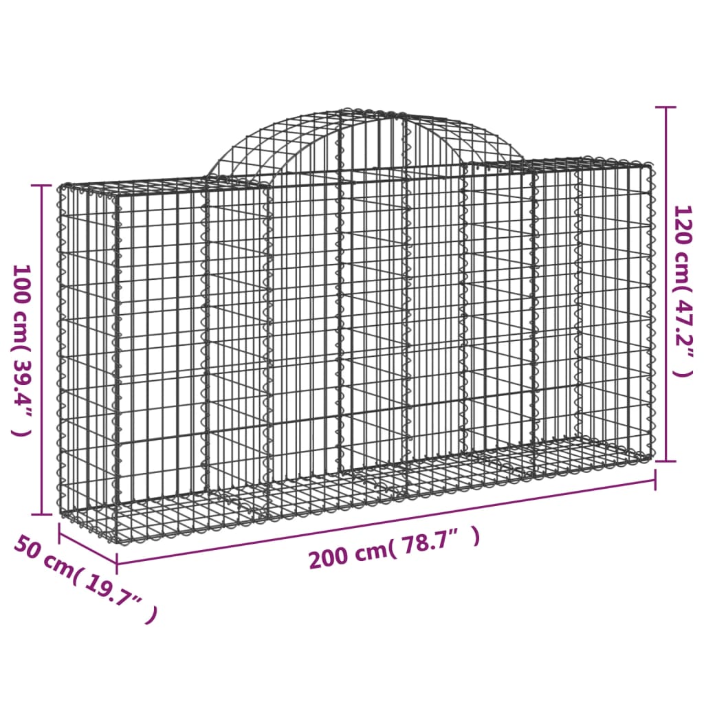 vidaXL Kosze gabionowe, 14 szt, 200x50x100/120cm, galwanizowane żelazo