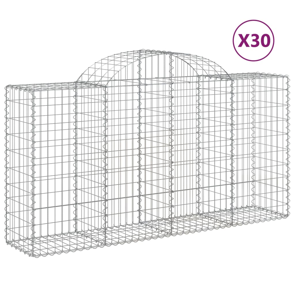 vidaXL Kosze gabionowe, 30 szt, 200x50x100/120cm, galwanizowane żelazo