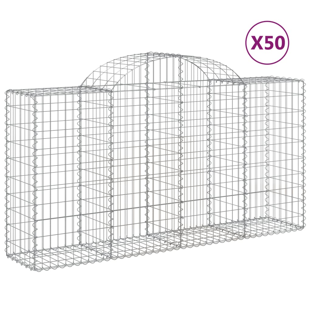 vidaXL Kosze gabionowe, 50 szt, 200x50x100/120cm, galwanizowane żelazo