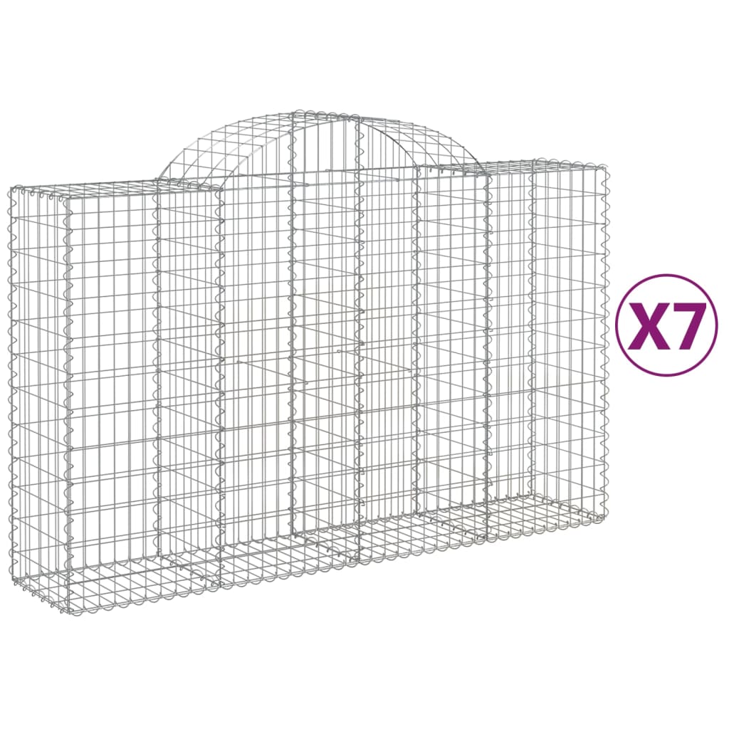 vidaXL Kosze gabionowe, 7 szt, 200x50x120/140 cm, galwanizowane żelazo
