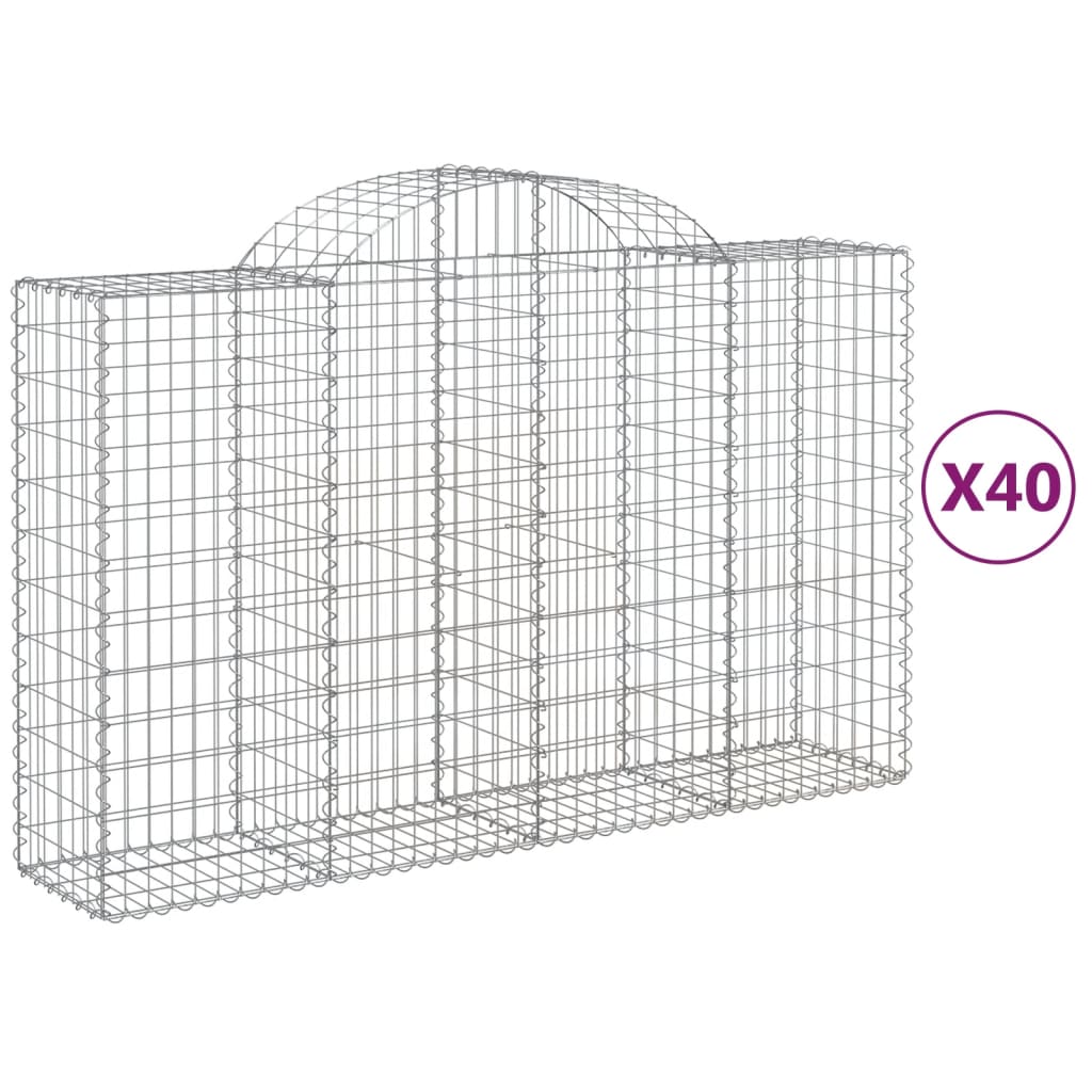 vidaXL Kosze gabionowe, 40 szt, 200x50x120/140cm, galwanizowane żelazo